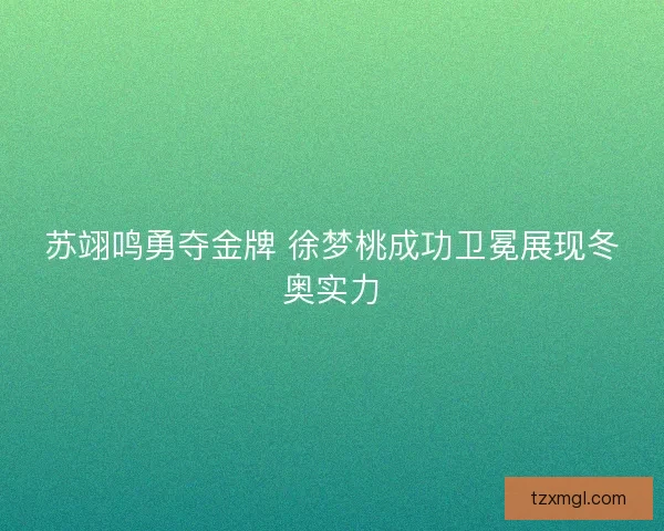 苏翊鸣勇夺金牌 徐梦桃成功卫冕展现冬奥实力